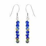 Sterling Silver Dark Blue Murano Glass Millefiori 4mm Bead Earrings