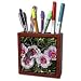 Jackie Popp Nature N Wildlife cactus - Pink and white cup flowers - Tile Pen Holders-5 inch tile pen holder
