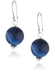 Blue Agate Simple Drop Sterling Silver Earrings