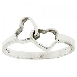 Two Hearts Locked Together Sterling Silver Ring 925
