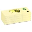 Post-it&reg; Notes, Original Pad, 1-1/2 Inches x 2 Inches, Recycled, Canary Yellow, 12 Pads per Pack