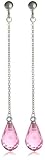 Image of Silver Pink Bead Chain Drop Earrings