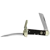 Schrade 735RPB Mariners Knife with Rope Blade and Marlin Spike,  Red Pick Bone Handle