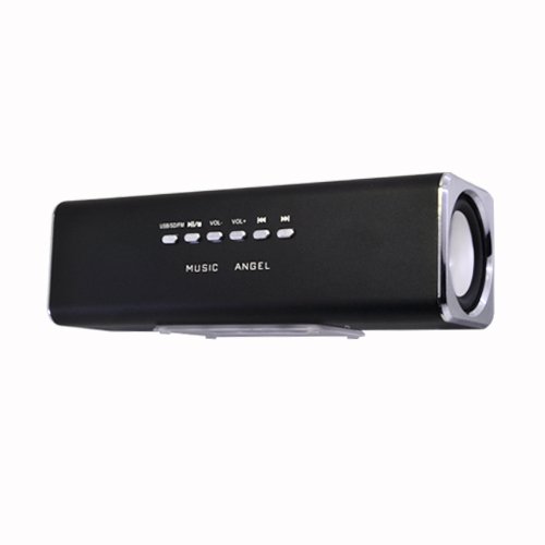 Music Angel Portable Mini Speaker for MP3 Player, Mobile/Cell Phone, Smartphone, iPod, iPhone, USB Stick, Micro SD Card + FM Radio (Black)