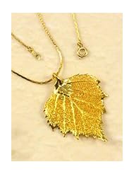 REAL LEAF Birch Necklace Pendant Gold & Chain