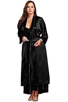 iCollection Women's Plus-Size Long Satin Robe