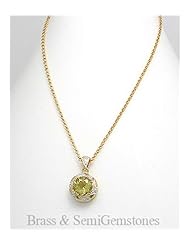 Yellow Quartz Necklace In Brass