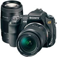 Sony Alpha A200K 10.2MP Digital SLR Camera w/ 18-70mm f/3.5-5.6 Lens w/ Sony 75-300mm f/4.5-5.6 Compact Super Telephoto Zoom Lens + Sony ACC-AMFM11 Accessory Kit (Includes NP-FM500H Rechargeable Battery Pack and LCS-SC11 Case) + Impact 7-INCH TFT LCD Digital Photo Frame with Built-in Memory (7)" + 2GB Transcend Compact Flash Memory Card + Two (2) 55mm UV Filters