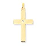 14k Polished .03ct. Diamond Cross Pendant