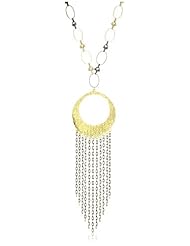 Devon Leigh "Bold Gold" Long Two-Tone Black and Gold Multi-Chain Pendant Necklace