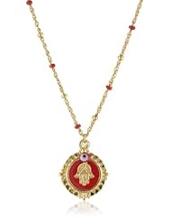Blee Inara Red Enamel Hamsa with Enamel Chain Necklace