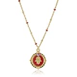 Blee Inara Red Enamel Hamsa with Enamel Chain Neckl