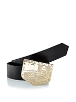 H. Preppy Cinturón Hebilla Escudo (Negro / Oro)