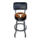 Texas Longhorns Officially Licensed Single Rung Chrome Bar Stool with Vinyl Seat & Backrest