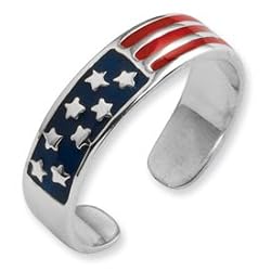 Toe Ring - Sterling Silver Enameled American Flag