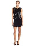 aryn K Womens Sequin Dress With Open Back, Black, Small