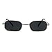 Mens Narrow Metal Rim Rectangular Hippie Pimp Sunglasses Silver Black