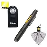 Nikon ML-L3 Wireless Remote Control for Nikon D80 D70 D70s D50 N65 D40, D40x, D60 & D80 Digital SLR Cameras + Nikon Original Lens Pen Cleaning System + Nikon Microfiber Cleaning Cloth Kit