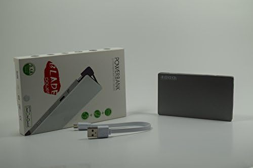 Charcoal Silver Blade Power 4000mah Ultra Slim Portable Charger Power Bank For iPhone 6/6Plus/5/5S, iPad, Samsung Galaxy, Cell Phones, Tablets.