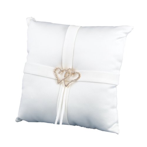 Hortense B. Hewitt Wedding Accessories, Ring Bearer Pillow, Ivory With All My Heart, 8-Inches x 8-Inches