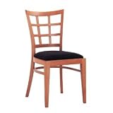 Beech Wood Window Pane Dining Room - Kitchen Side Chair - Natural - Microfiber Seat