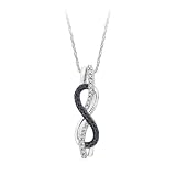 Sterling Silver, Black and White Diamond Infinity Pendant with Chain (1/5 cttw)