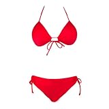 Bikini Red Bandeau Push-Up Top & Bikini Bottom