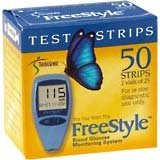 Therasense Freestyle Free Style Flash Test Strips, 50/box, Exp: 1yr min