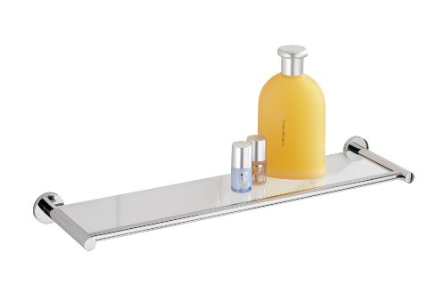 Wenko 17810100 Glasablage Elegance Power-Loc - Befestigen ohne Bohren, Glas, Chrom, 51.5 x 4 x 13.5 cm
