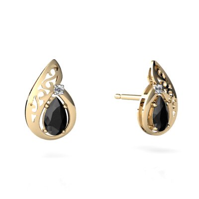 14K Yellow Gold Pear Filligree Earrings