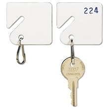 MMF Industries Slotted Rack Key Tags, Plastic, 1.5 Inch Height, White, 20 per Pack (201300006)