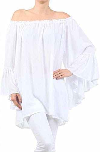 Social Butterfly Collection One Size Big Bell Sleeve Top One size White