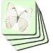 White n Soft Green Butterfly On Mint Green - Set Of 4 Ceramic Tile Coasters