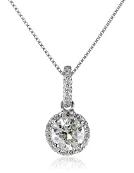 14k White Gold 1/2cttw Diamond Solitaire Pendant Necklace (H-I Color, I2 Clarity), 18"