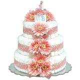 Large Pink Daisy Diaper Cake by Bloomers