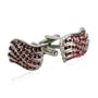 Siam Red Crystal Wave Cufflinks with Platinum Overlay