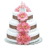 Large Hot Pink Daisy Diaper Cake by Bloomers