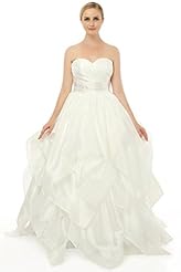 Strapless Sweetheart Lace-Up  Organza Evening Dress/Party Dress/Wedding Dress  with a Brush/Sweep Train  With Ruffles