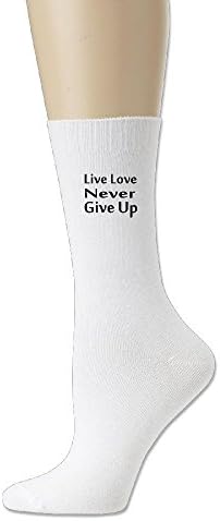 Live Love Never Give Up Spandex Comfortable Crew Socks Unisex One Size