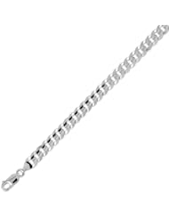 14K Solid White Gold Curb Cuban Chain Bracelet 7mm (17/64 in.) - 8.5 in.
