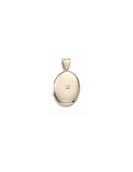 Solid 14k Premium Weight Yellow Gold Oval with Center Diamond Picture Locket 5/8 inch x 3/4 inch