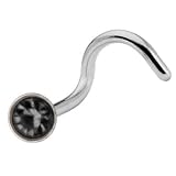Sterling Silver 2.2mm Jet Nose Ring Made with SWAROVSKI ELEMENTS