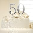 Cathy's Concepts 50th Wedding Anniversary Rhinestone Cake Topper, Silver