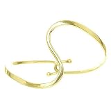 18kt Gold over Sterling Silver Thin Wave Bangle Bracelet - Artisan Handcrafted in Mexico