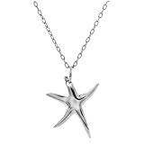 Sterling Silver Starfish Pendant, 18"