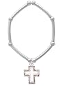 Silver Cross with Beaded Border Tube and Bead Charm Bracelet [Jewelry]