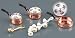 Reutter Porcelain Miniature Copper Pan Set & Garlic
