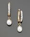 14k Gold Cultured Freshwater Pearl & Diamond Accent Drop Earrings