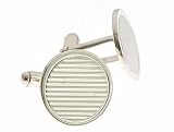Sterling silver round lined handmade cufflinks with presentation box. Made in England