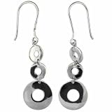 Platinum Silver Graduating Circle Dangling Earrings